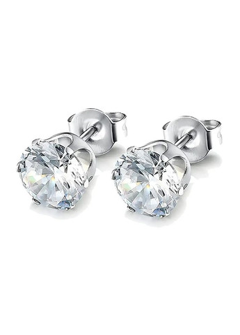 Маленькая серьга-гвоздик в ухо из медицинской нержавеющей стали с прозрачным камнем 1 шт. 6 мм Fashion (304290400)