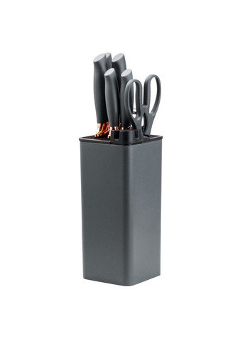 Набір кухонних ножів 5 штук з ножицями та овочечисткою 33/23.5/24.5/19.5 см Чорний HP27476 TS Kitchen (370974427)