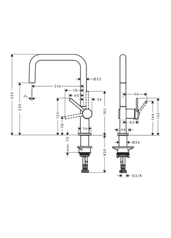 Змішувач (art 72844670) для кухні Talis M54 220 ecosmart 1 jet, Чорний мат Hansgrohe (323222369)