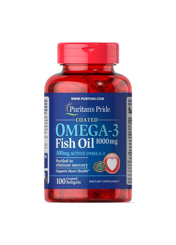 Рыбий жир Омега-3 Omega-3 300мг Fish Oil 1000мг - 100 софтгель Puritans Pride (285718696)