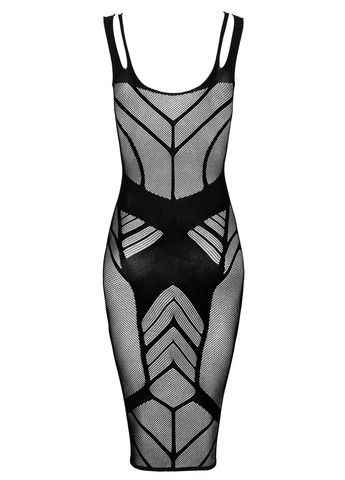 Чорний демісезонний сукня-сіточка облягаюча до колін d609 Obsessive