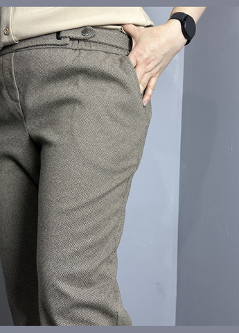 Жіночі теплі твідові штани коричневого кольору MKJL109013-1 Modna KAZKA (288050660)