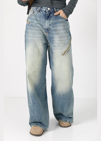 Женские трендовые джинсы Palazzo с молниями Lurex - (317618520)