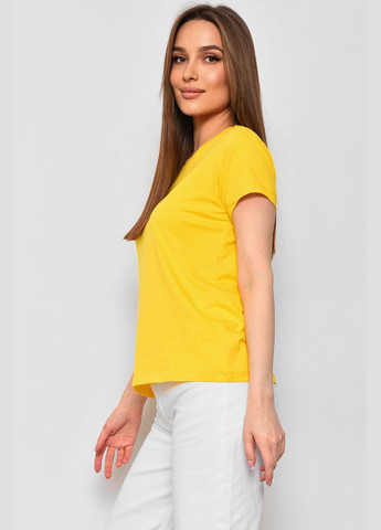 Желтая летняя футболка женская однотонная желтого цвета Let's Shop