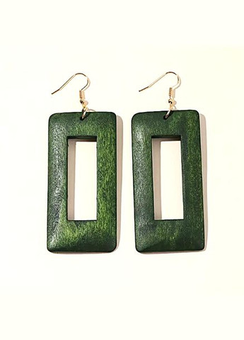 Сережки великі зелені прямокутники No Brand (341140542)