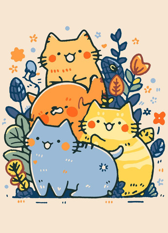 Картина за номерами Карамелькові коти 28x40 см (RB-0627) Riviera Blanca (303136066)