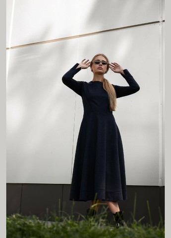 Комбінована сукня жіноча трикотажна синя міді "софія" mkpr1102 Modna KAZKA