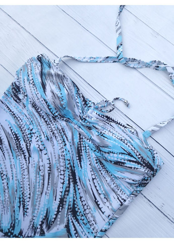 Білий літній жіночий купальник злитий абстрактний принт сірий з бірюзовим майо Debenhams