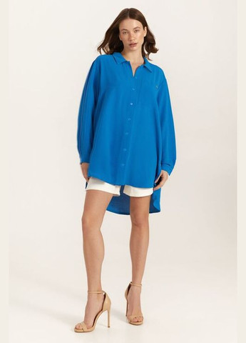 Синяя блуза вискоза жатка синяя Vovk