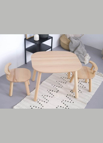 Дитячий стіл і 2 стільці з бука для дітей 2-7 років з додатковими ніжками Tatoy (292564930)