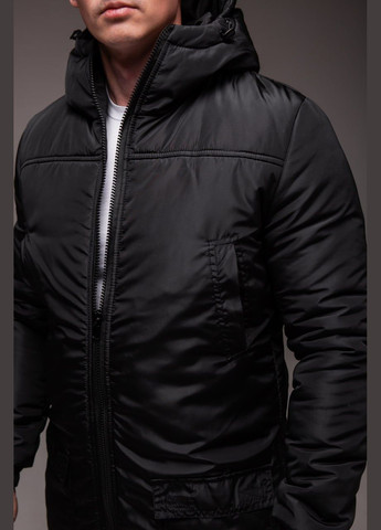 Чорна зимня подовжена утеплена куртка з капюшоном Vakko