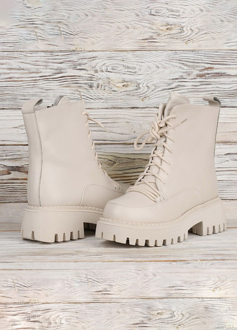 Жіночі черевики бежеві високі зимові черевики зі штучної шкіри на високій підошві для прогулянок Meideli (365301220)