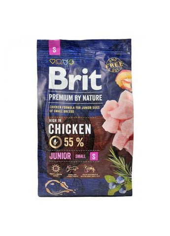 Сухой корм Dog Junior S для щенков мелких пород, с курицей, 3 кг Brit Premium (349823792)
