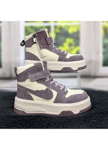 Черевики зимові для дівчинки на хутрі бежеві з бузковим Bessky (307793025)