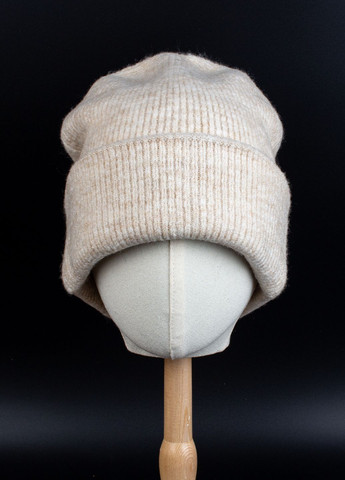 Женская шерстяная шапка бини оверсайз, бежевая (ivory) Corze HC6BZ (366420833)