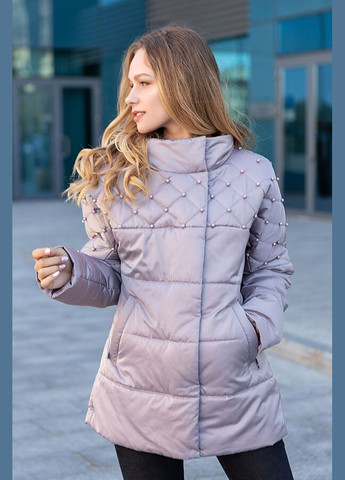 Бежева демісезонна куртка бусинка (01119-brown52) MioRichi