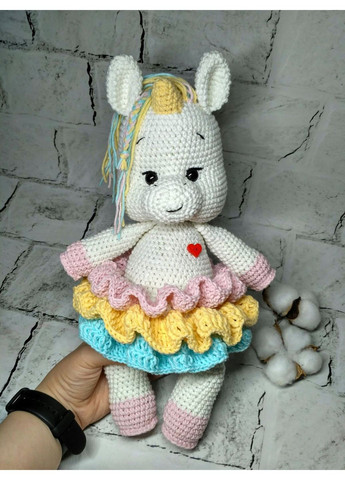 Мягкая игрушка ручной работы вязаная амигуруми Hand Made Единорог 33 см No Brand (361348624)