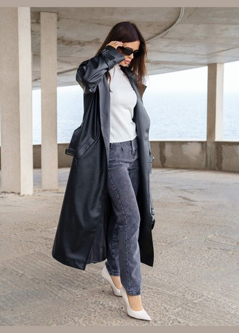 Черное демисезонное Пальто 13584 черное ISSA PLUS