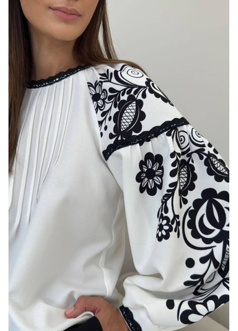 Белая блуза с вышитыми рукавами, цвет белый Nenka