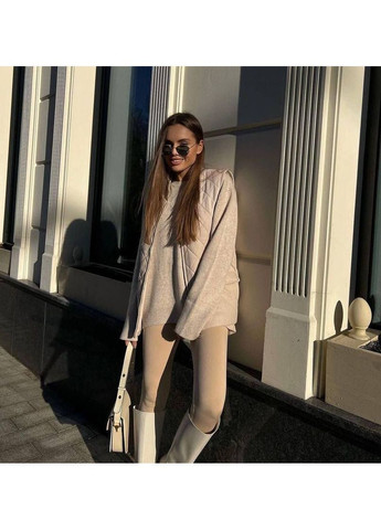 Бежевые демисезонные лосины рубчик легкие и комфортные No Brand