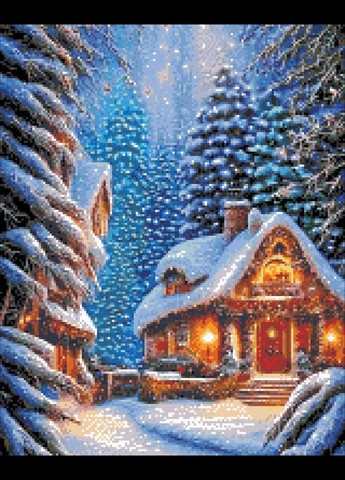 Набір алмазної мозаїки НА підрамнику АЛМр-200 "Будиночок в зимовому лісі", 40*50см АлМазка (315638259)
