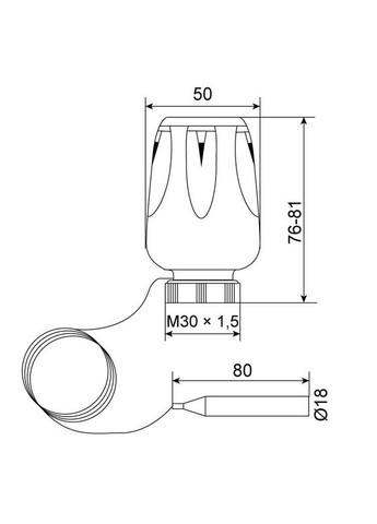 Термоголовка с выносным датчиком M30x1.5 KR.1331 (KR2677) KOER (321205432)