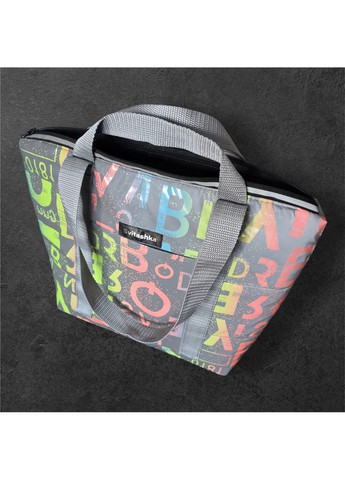 Сумка-шопер Svitashka светоотражающая Неоновые буквы серые ручки на молнии No Brand (322069233)