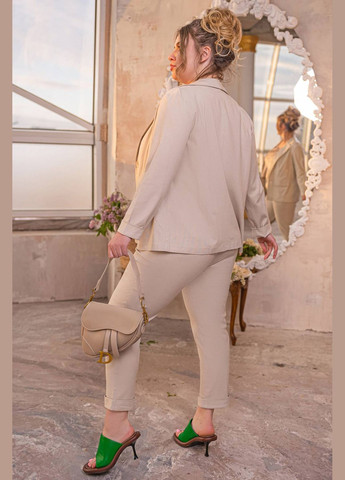 Бежевый женский льняной жакет файна бежевый 58 Tatiana - летний