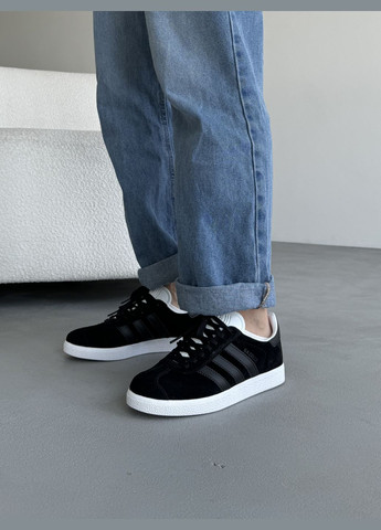Черные демисезонные кроссовки мужские adidas gazelle black | адидас газель черные No Brand