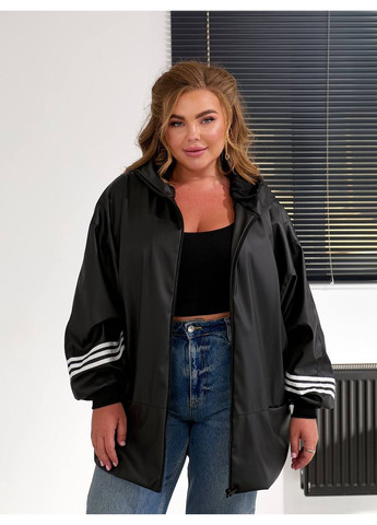 Черная демисезонная куртка-ветровка женская оверсайз Style Point