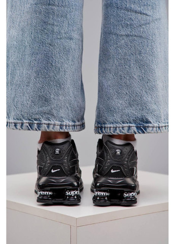 Черные демисезонные кроссовки мужские nike x supreme shox ride 2 black найк аир макс суприм No Brand