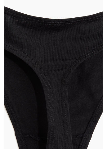 Трусики-стрінги з бавовняного трикотажу жіночі чорні H&M (373001147)