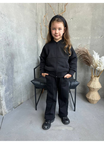 Чорний демісезонний костюм дитячий у стилі zara унісекс,тринитка на флісі,штани та кофта Україна