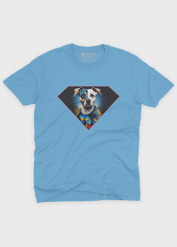 Блакитна літня жіноча футболка з патріотичним принтом пес патрон (ts001-5-lbl-005-1-135-f) Modno