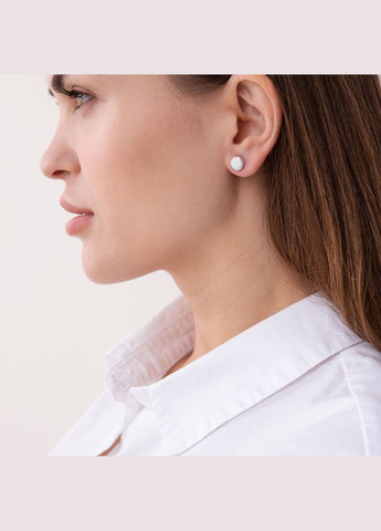 Золоті сережки-пусети Сяйво (синт. опал) 8 мм с07435 Oniks (264024080)