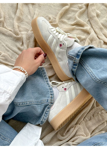 Кроссовки женские Adidas Samba Valentine's Day | Адидас Самба День святого Валентина бежевые No Brand бежевые демисезоны (348782816)