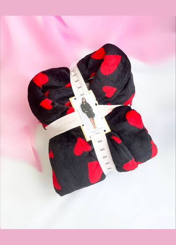 Халат женский Short Cozy Robe плюшевый у сердечка Черный Victoria's Secret (328604571)