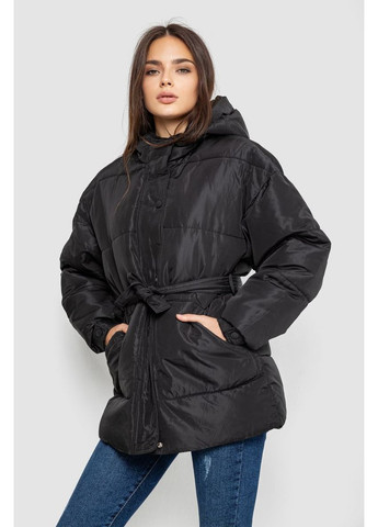 Чорна демісезонна куртка жіноча демісезонна з поясом Ager 207R005