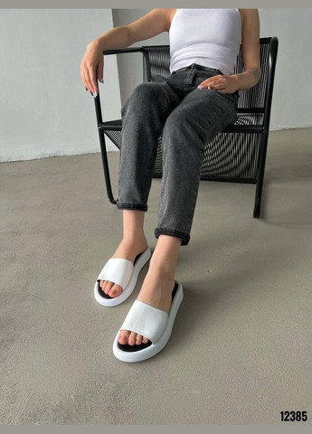 Белые белые кожаные женские шлепанцы Garti