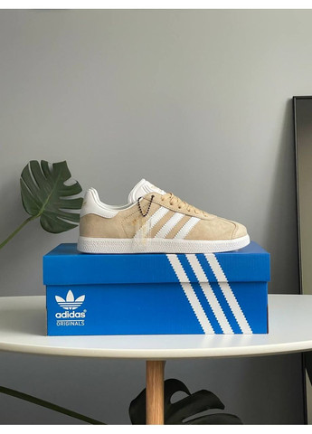 Кросівки жіночі Adidas Gazelle Beige White | Адідас Газель бежеві No Brand бежеві демісезони (361668003)