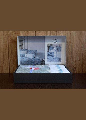 Комплект постільної білизни Elite Saten 200×220 Stilla Mavi Cotton Box (318381730)