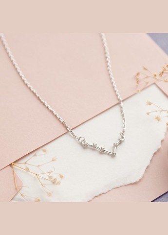 Кольє срібне знаки зодіаку Риби на тонкому ланцюжку з яскравими білими фіанітами No Brand (354721508)