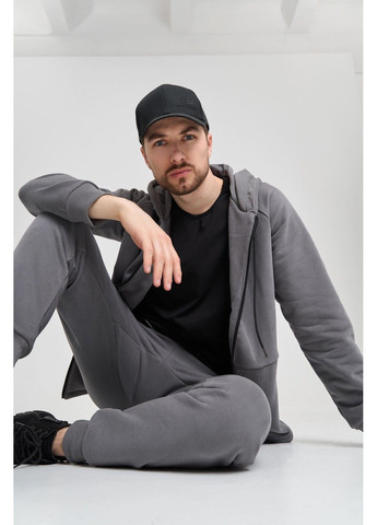 Спортивный костюм мужской ТРОЙКА весна осень 4ZIP с кофтой на замке серый + футболка черная Handy Wear (293275176)