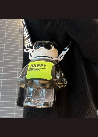 Пляшка для води Без Бренда 800 мл, Ведмедик з дозатором, ремінцем та трубочкою, Чорний ( ) No Brand (302392532)