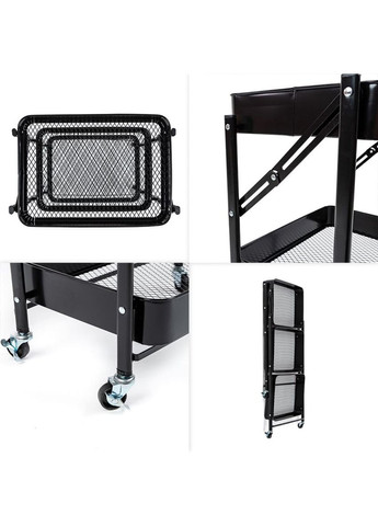 Етажерка мобільна триярусна універсальна з металу 46,5х29х77,5см Чорна SW-00002099 Sticker Wall (370792836)