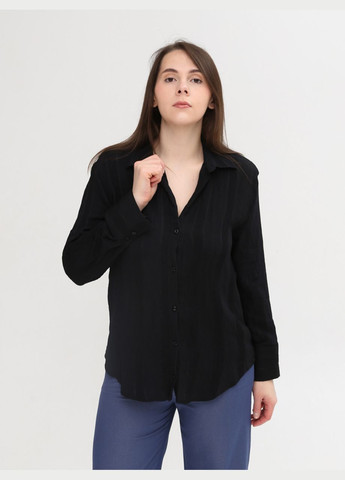 Черная повседневный рубашка однотонная MDG с длинным рукавом