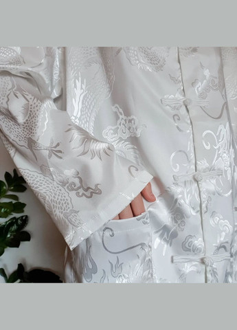 Белая праздничный, коктейльный, классическая, карнавальный, повседневный, кэжуал, джинсовая, вечерний рубашка дракон No Brand с длинным рукавом