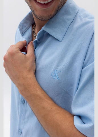 Голубой классическая, повседневный, кэжуал рубашка Vakko