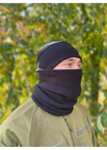 Баф флісовий 300г/м2 чорний зимовий, осіння, бафф труба зимовий осінній, камуфляж multicam UA (361137826)