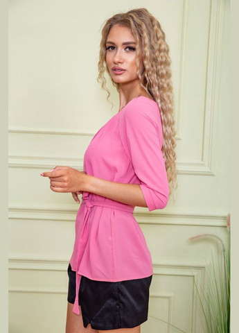 Розовая демисезонная блузка с рукавами 3/4 и поясом,, Ager
